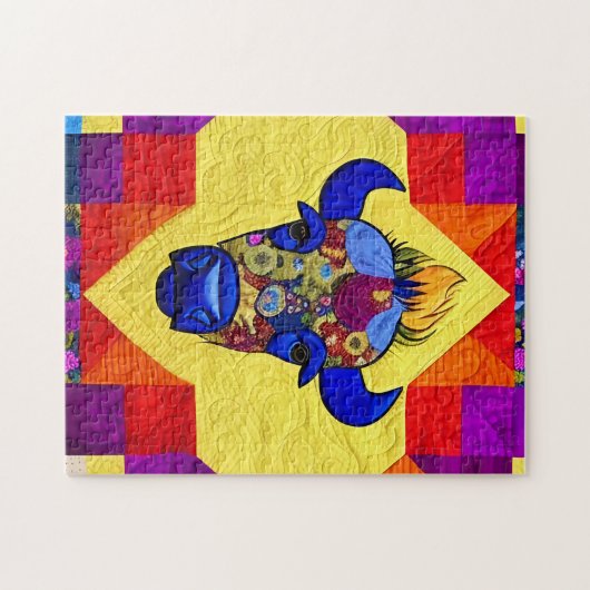Wild West Bison quilt like Design Puzzle (Horizontal)