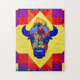 Wild West Bison quilt like Design Puzzle