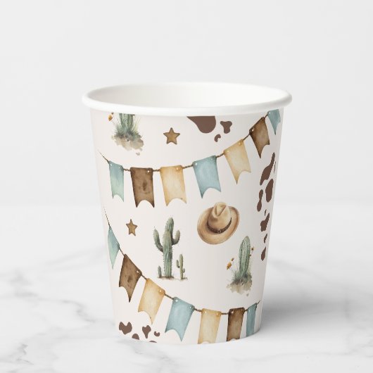 Wild West Boy First Rodeo Party Pappbecher (Rückseite)