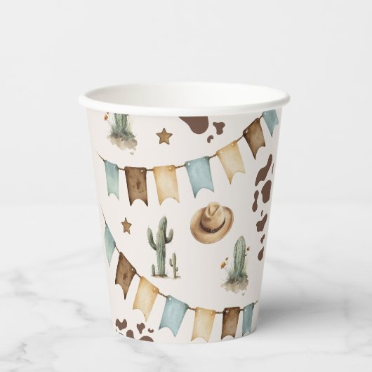 Wild West Boy First Rodeo Party Pappbecher (Vorderseite)