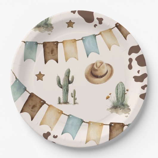 Wild West Boy First Rodeo Party Pappteller (Vorderseite)