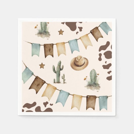 Wild West Boy First Rodeo Party Serviette (Vorderseite)