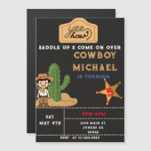 Wild West Cactus Birthday Boy Magneteinladung (Vorne/Hinten)