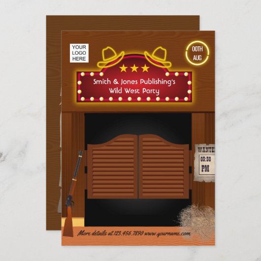 Wild West Corporate Funktion - Einladung (Vorne/Hinten)