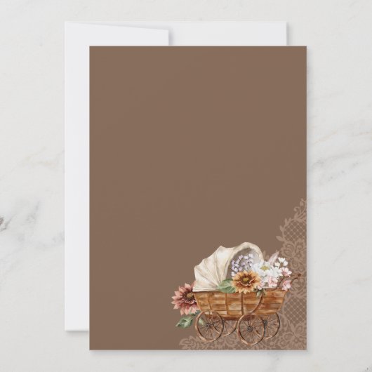 Wild West Country Western Floral Wagon Babydusche Einladung (Rückseite)