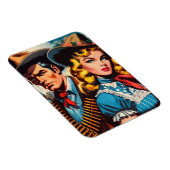 Wild West Couple Retro Comic Magnet (Rechte Seite)
