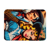 Wild West Couple Retro Comic Magnet (Horizontal)