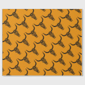 wild-west-cow-skull-horns-black-white-vector-clip- geschenkpapier (Flach)