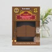 Wild West Cowboy 1. Geburtstag Party Einladung (Stehend Vorderseite)