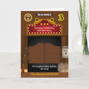 Wild West Cowboy 3. Geburtstagsfeier Foto Einladung