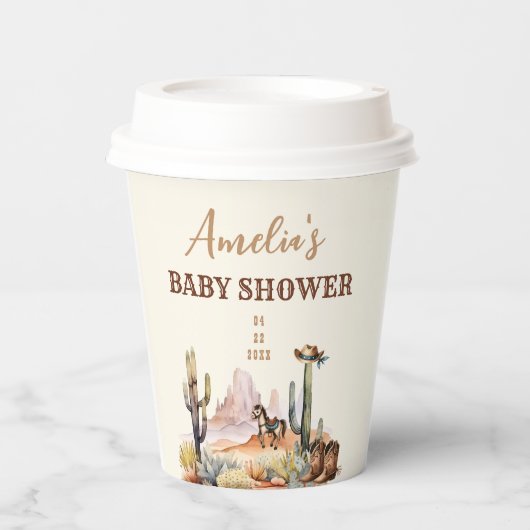 Wild West Cowboy Baby Shower Pappbecher (Vorderseite)