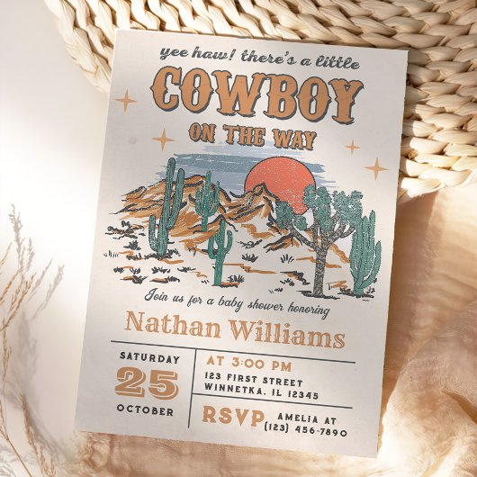 Wild West Cowboy Baby Shower Party Einladung