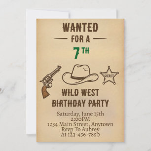 Wild West Cowboy Birthday Invitation Einladung