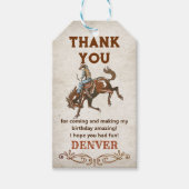 Wild West Cowboy Birthday Party Danke für Gi Geschenkanhänger (Vorderseite)