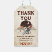 Wild West Cowboy Birthday Party Danke für Gi Geschenkanhänger (Rückseite)