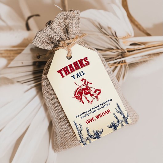Wild West Cowboy Birthday Party Danke für Ihre Unt Geschenkanhänger