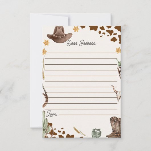 Wild West Cowboy Birthday Party Dankeskarte (Vorderseite)