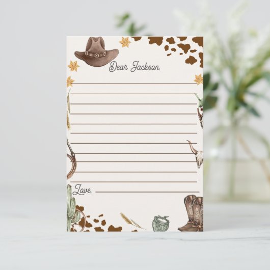 Wild West Cowboy Birthday Party Dankeskarte (Stehend Vorderseite)