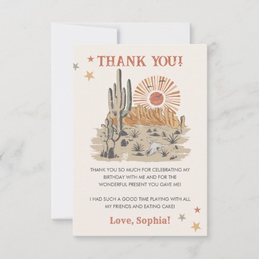 Wild West Cowboy Birthday Party Dankeskarte (Vorderseite)