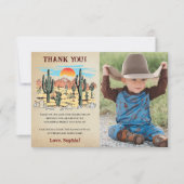 Wild West Cowboy Birthday Party Dankeskarte (Vorderseite)