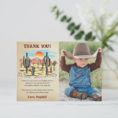 Wild West Cowboy Birthday Party Dankeskarte (Stehend Vorderseite)