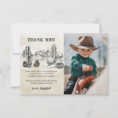 Wild West Cowboy Birthday Party Foto Dankeskarte (Vorderseite)