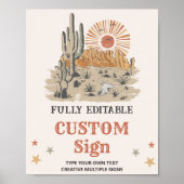 Wild West Cowboy Birthday Party Table Sign Poster (Vorne)