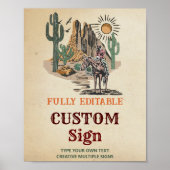 Wild West Cowboy Birthday Party Table Sign Poster (Vorne)