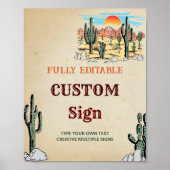 Wild West Cowboy Birthday Party Table Sign Poster (Vorne)