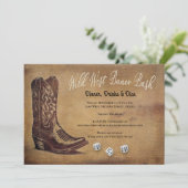 Wild West Cowboy Boot Bunco Einladung (Stehend Vorderseite)