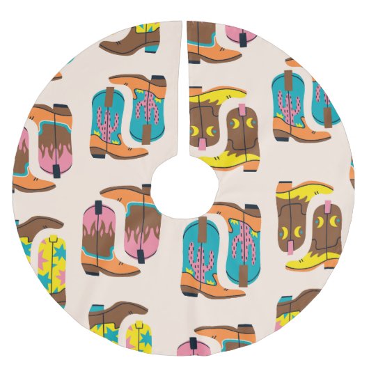 Wild West Cowboy Boots: Modekonzepte Muster Polyester Weihnachtsbaumdecke (Vorderseite)