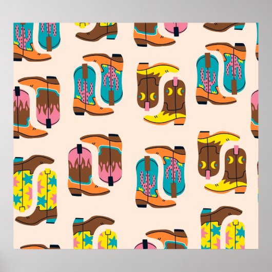 Wild West Cowboy Boots: Modekonzepte Muster Poster (Vorne)
