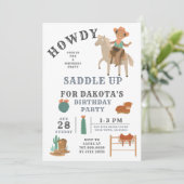 Wild West Cowboy Boys Einladung zum Geburtstag (Stehend Vorderseite)