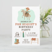 Wild West Cowboy Boys Einladung zum Geburtstag (Stehend Vorderseite)