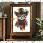 Wild West Cowboy Cat, Hat & Scarf DB3 Decoupage Seidenpapier