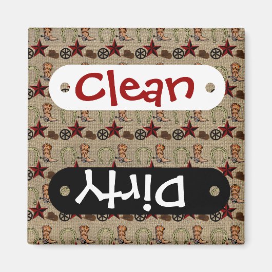 Wild West Cowboy Country Western auf Burlap Patter Magnet (Vorne)