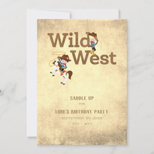 Wild West Cowboy Cowgirl Child's Birthday Einladung (Vorderseite)