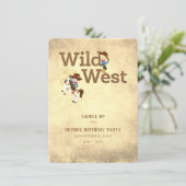 Wild West Cowboy Cowgirl Custom Child's Birthday Einladung (Stehend Vorderseite)