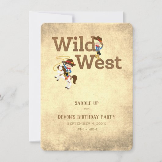 Wild West Cowboy Cowgirl Custom Child's Birthday Einladung (Vorderseite)
