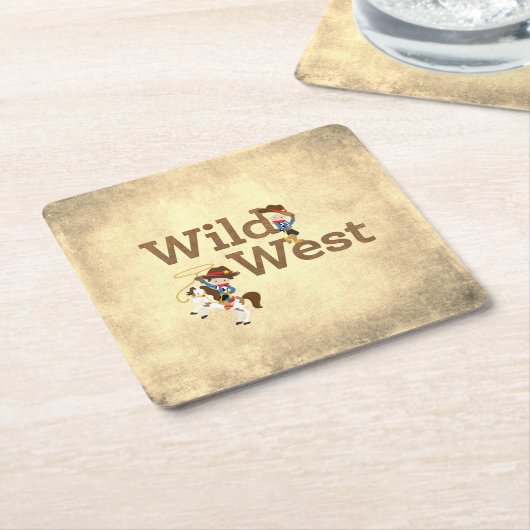 Wild West Cowboy Cowgirl Western Theme Rechteckiger Pappuntersetzer (angewinkelt)