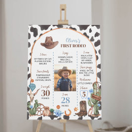 Wild West Cowboy First Birthday Milestone Sign Poster