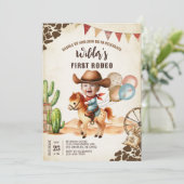 Wild West Cowboy First Rodeo 1. Geburtstag Einladung (Stehend Vorderseite)