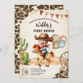 Wild West Cowboy First Rodeo 1. Geburtstag Einladung (Vorne/Hinten)
