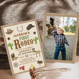 Wild West Cowboy First Rodeo 1. Geburtstag Foto Einladung
