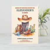 Wild West Cowboy First Rodeo Birthday Einladung (Stehend Vorderseite)