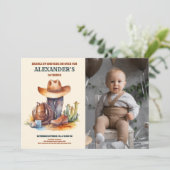 Wild West Cowboy First Rodeo Birthday Einladung (Stehend Vorderseite)