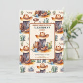 Wild West Cowboy First Rodeo Birthday Einladung (Stehend Vorderseite)
