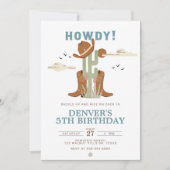Wild West Cowboy Hat Boots Western Birthday Party Einladung (Vorderseite)
