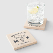 Wild West Cowboy Monogram Trauzeuge Trauzeuge Steinuntersetzer (Seitenansicht)