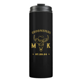Wild West Cowboy Personalisierte Monogram-Trauzeug Thermosbecher